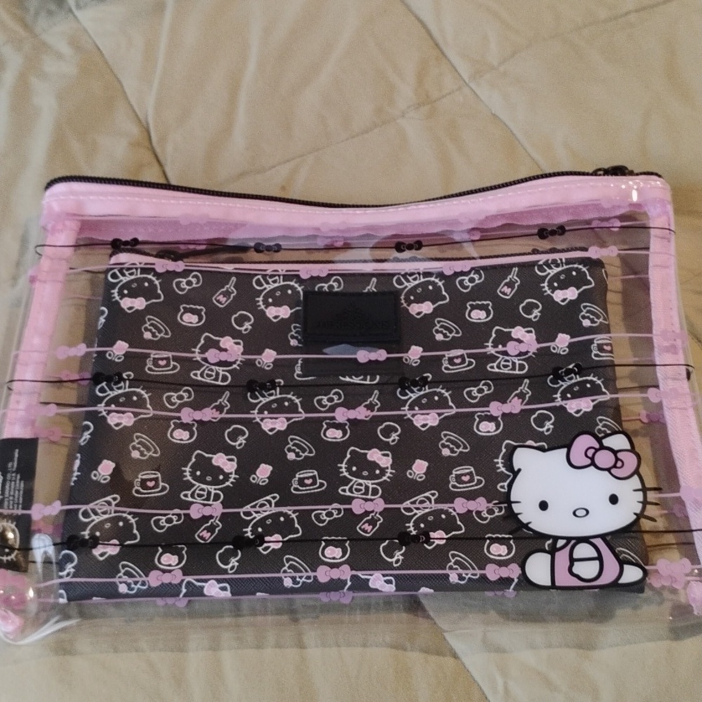 HELLO KITTY DOUBLE POUCH set NWOT .